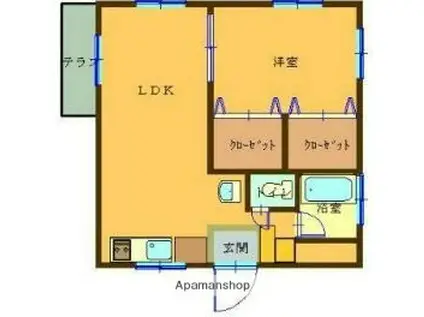 ファミールM(1LDK/4階)の間取り写真