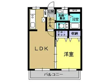 ハーモニー・福吉(1LDK/2階)の間取り写真