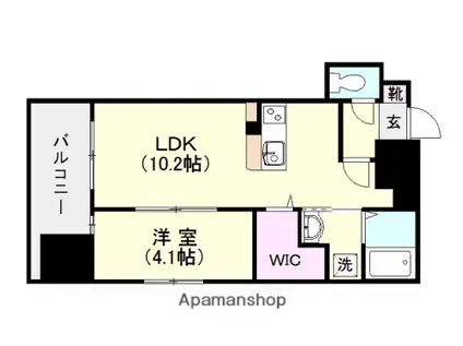 S-FORT鹿児島駅前ベイサイド(1LDK/13階)の間取り写真