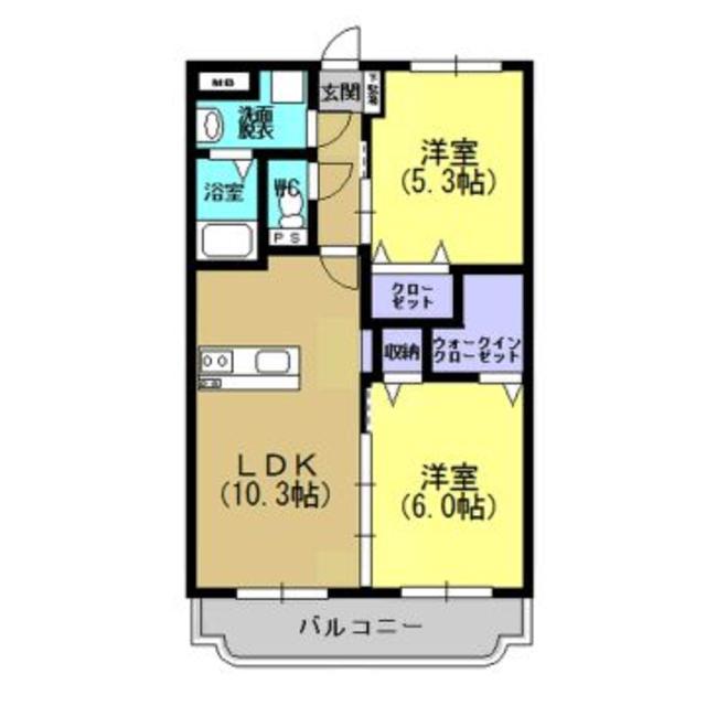 ル・ボヌール(2LDK/2階)の間取り写真
