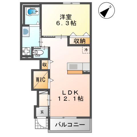 H&I ルミナス Ⅱ(1LDK/1階)の間取り写真