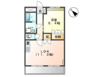アンソレイユ(1LDK/1階)の間取り写真