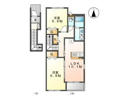 リーブル108(2LDK/2階)の間取り写真