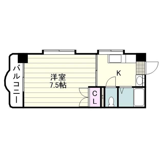 アーバンハイツ荒田(1K/2階)の間取り写真
