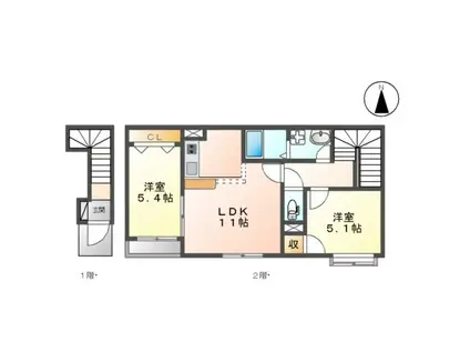 グレースタウンなみ(2LDK/2階)の間取り写真