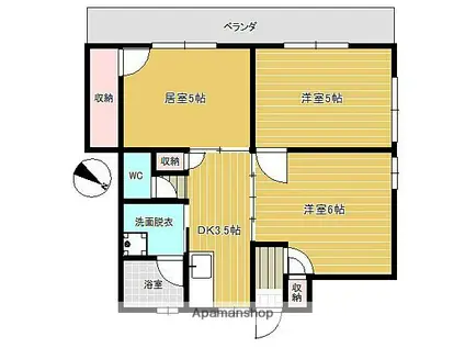 メゾンドブランシュ鴨池(3DK/1階)の間取り写真