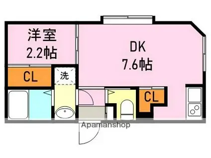 GRAYBROOK ARATA(1DK/1階)の間取り写真