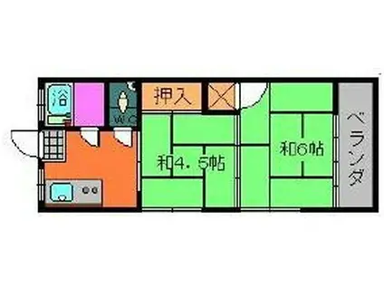 コーポ迫(2K/2階)の間取り写真