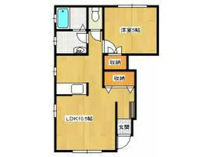 ベルリード草牟田(1LDK/1階)の間取り写真