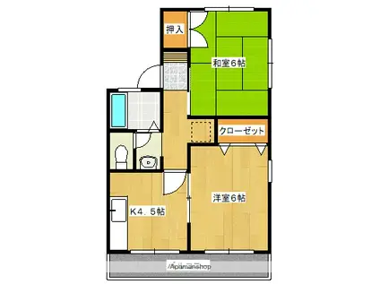 サザンクロスⅡ(2K/2階)の間取り写真