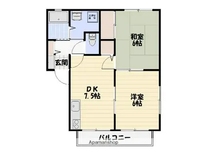 アビタシオンVOⅡ(2DK/1階)の間取り写真