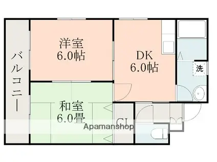 マザーアースツル(2DK/1階)の間取り写真