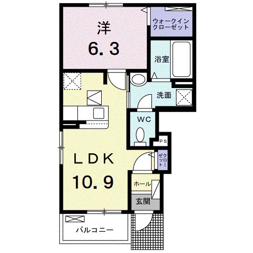 リュミエール ドゥース Ⅰ(1LDK/1階)の間取り写真