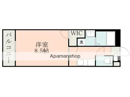 メルシー郡元(1K/4階)の間取り写真