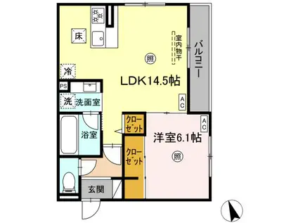 カサブランカ(1LDK/1階)の間取り写真