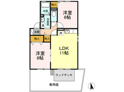 セリシア(2LDK/1階)の間取り写真