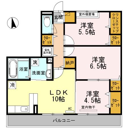セジュールサンセール(3LDK/3階)の間取り写真