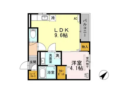 メルベーユコート(1LDK/3階)の間取り写真