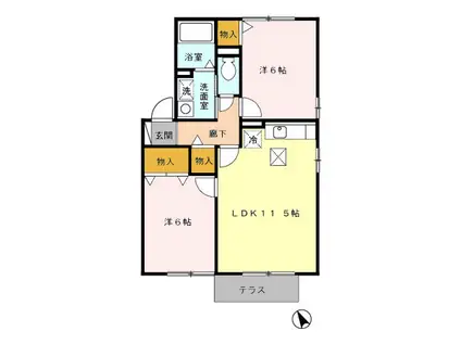 クレールセゾン(2LDK/1階)の間取り写真