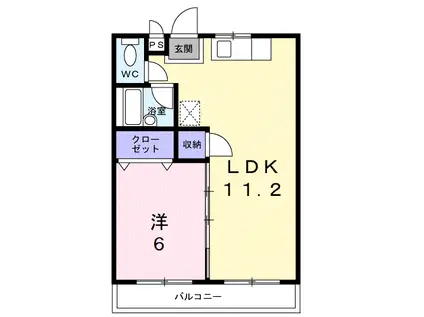パープルハイツ(1LDK/2階)の間取り写真