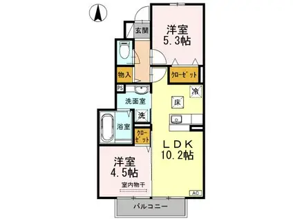 GRANDEUR翔B棟(2LDK/1階)の間取り写真
