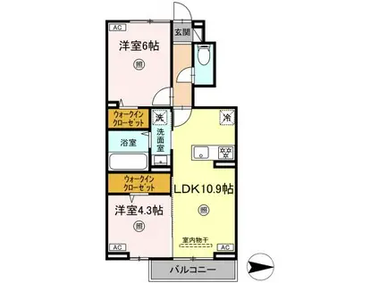 リュミエール(2LDK/1階)の間取り写真