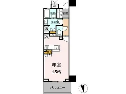 ザ・パークハウス 鹿児島中央タワー1209号(ワンルーム/12階)の間取り写真
