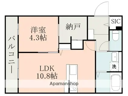 フォルトゥーナⅡ(1LDK/3階)の間取り写真