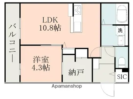 フォルトゥーナⅡ(1LDK/3階)の間取り写真
