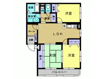 ユーミー長田A棟(3LDK/3階)の間取り写真