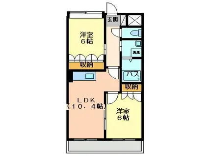 アップヒルズ(2LDK/2階)の間取り写真