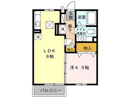 モナリエ磯(1LDK/1階)の間取り写真