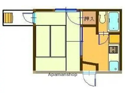 オーシャンマンション(1K/2階)の間取り写真