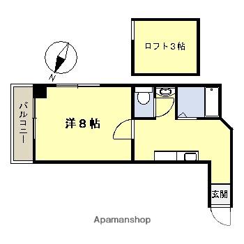 丸善高麗ハイツ(1K/6階)の間取り写真
