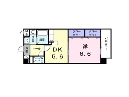 リバーハイツ石塚(1DK/1階)の間取り写真