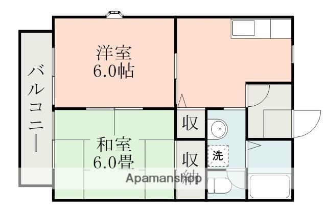メルベーユ木元A棟(2DK/1階)の間取り写真