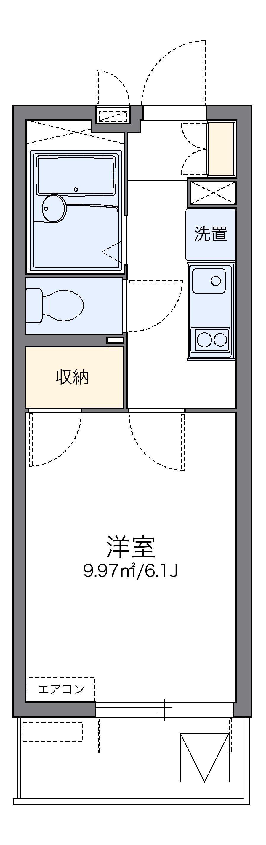 レオパレス郡元Ⅱ(1K/4階)の間取り写真