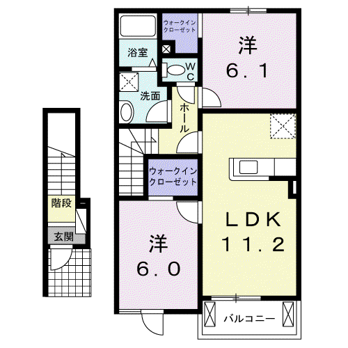 アクティブベルⅡ(2LDK/2階)の間取り写真
