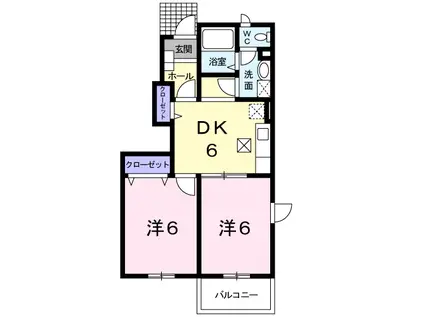 ウエストポ-ト(2DK/1階)の間取り写真