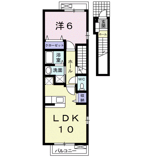 ボヌールメゾンA(1LDK/2階)の間取り写真