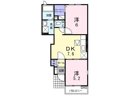 セレーノA(2DK/1階)の間取り写真