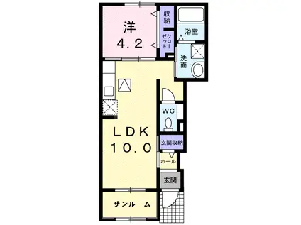 イル ルオーゴA(1LDK/1階)の間取り写真