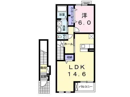 ブライト I(1LDK/2階)の間取り写真