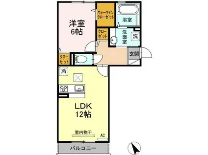 ソシアメゾン坂元(1LDK/1階)の間取り写真