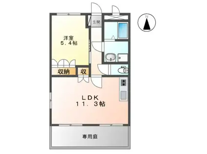 サンタプレイスⅡ(1LDK/1階)の間取り写真