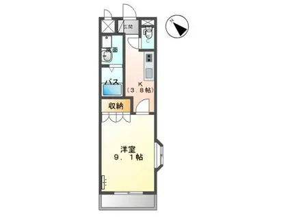 敬愛ハイツA(1K/2階)の間取り写真