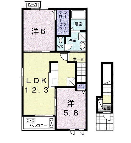 エンブレイスⅢ(2LDK/2階)の間取り写真