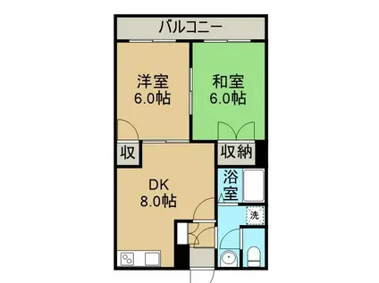 ザ・ビューヒルズ2(2DK/3階)の間取り写真