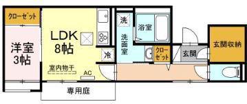 ガーデンコート武町(1LDK/1階)の間取り写真