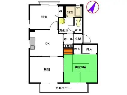 メゾンドフルール A棟(3K/2階)の間取り写真